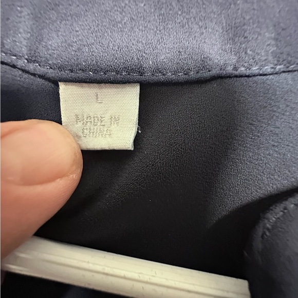 New York & Company Blue Button Down Blouse with 3/4 Sleeves - Picture 5 of 7